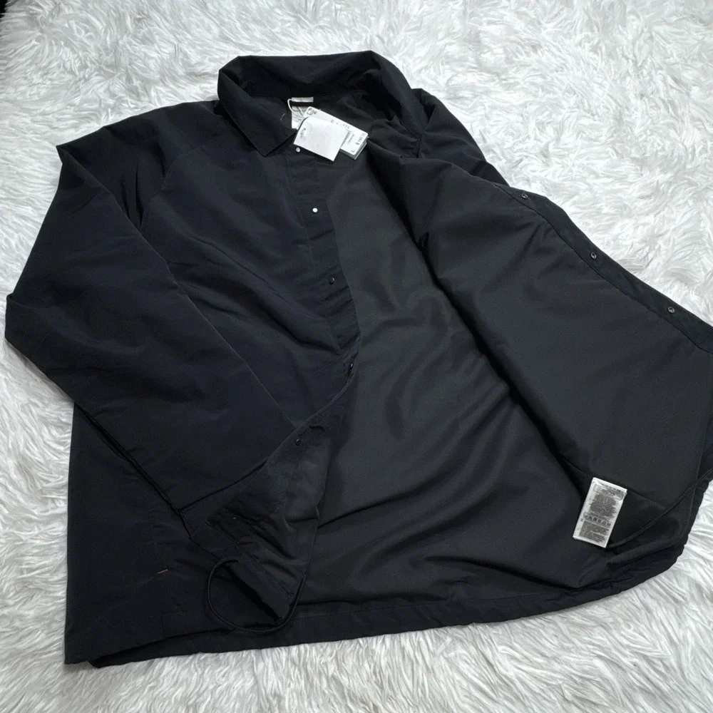 ADIDAS Basketball Warm up Jacket Large Black Track Snap Button Training $140 New